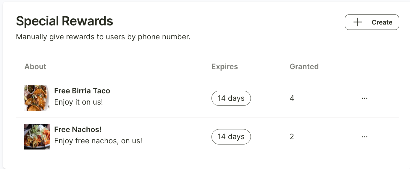 Special rewards — step 1