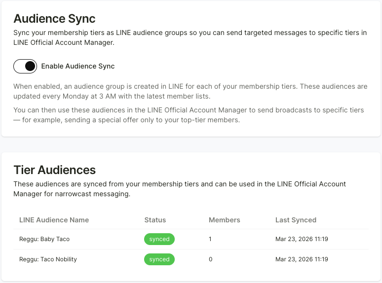 Export LINE audience — step 1